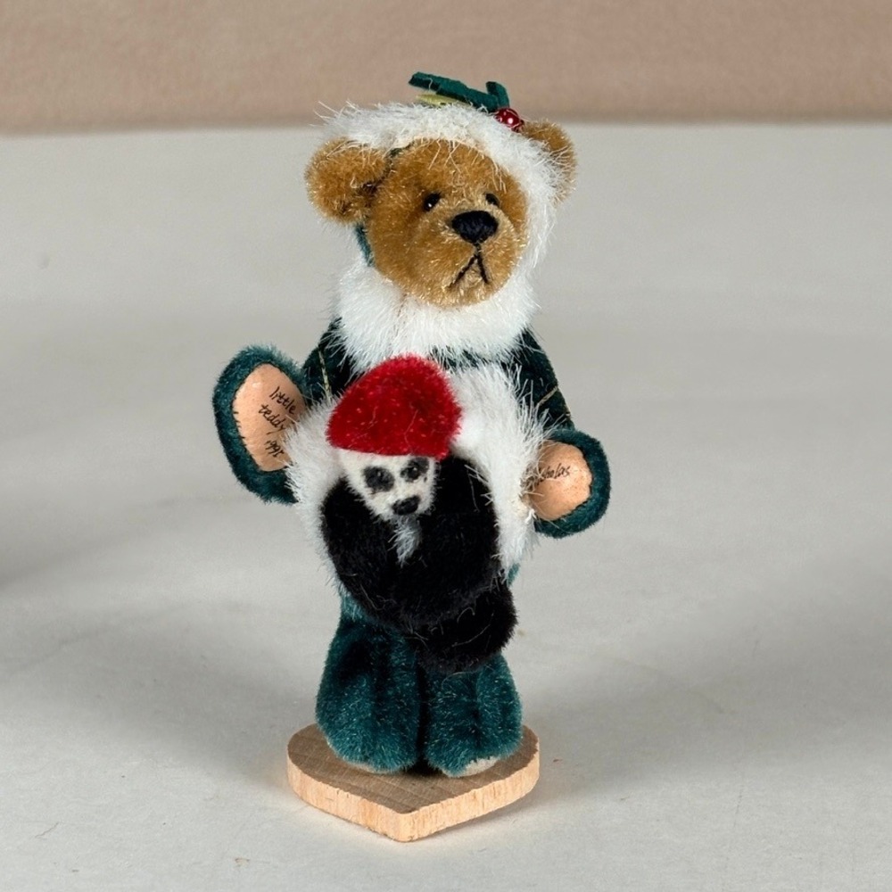 Deb Canham Little Gem Teddy Bear NICHOLAS 1995 Mohair Articulated Xmas Santa - Picture 3 of 10